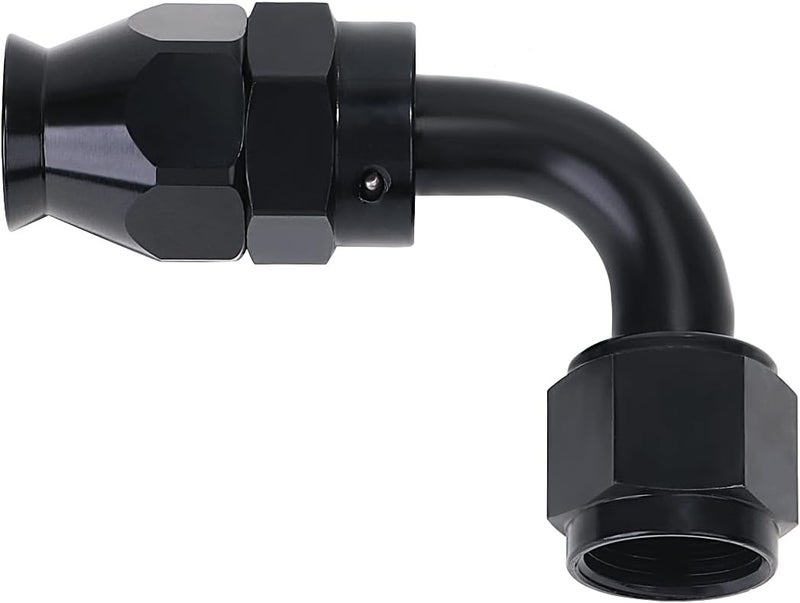 10AN PTFE Hose End Fitting 90 Degree Ellbow for PTFE Hose, Black Hard Anodized Aluminum 2PCS